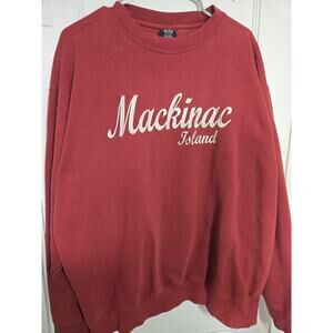 Mackinac Island Sweatshirt XXL Red Embroidered Michigan Crewneck